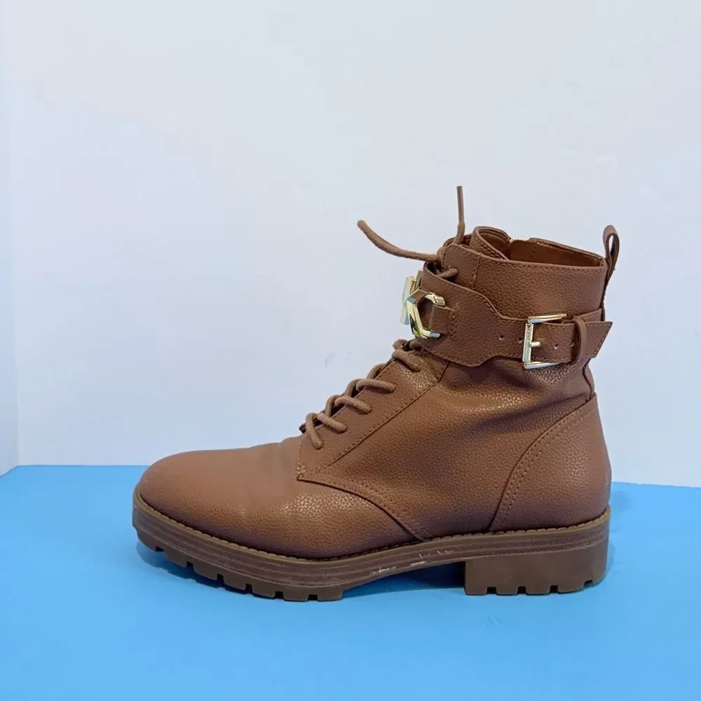 Michael Kors Kincaid leather combat bootie in the luggage color Size Women 8.5M